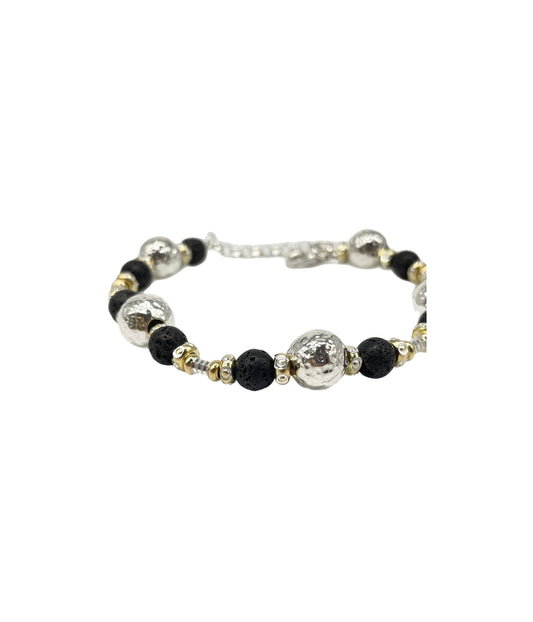 Bracciale in argento con pietra lavica
